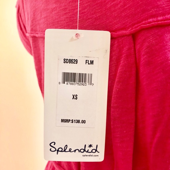 NWT Splendid V-Neck Tie-Front Jersey Maxi Dress Pink XS - Picture 6 of 7